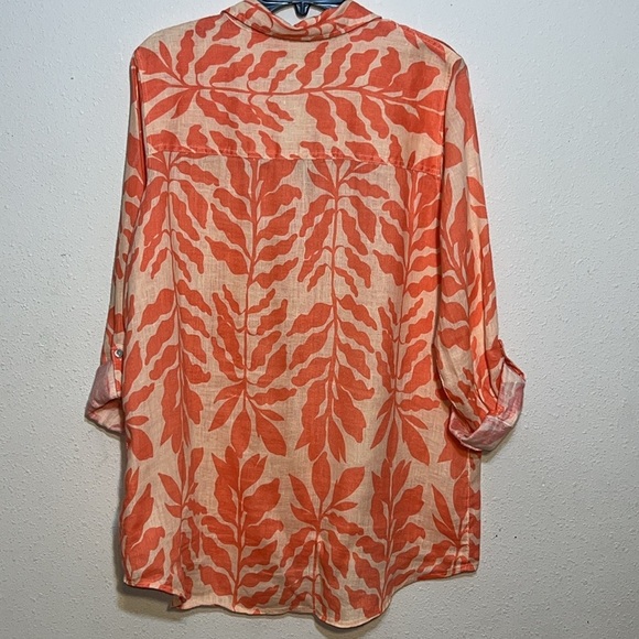 Rachel Zoe Womens 100 % Linen Button Up Blouse Size Large Vacation Travel Large - Picture 6 of 10